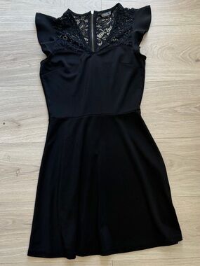 XOXO Black Lace Yoke Fit & Flare Mini Dress